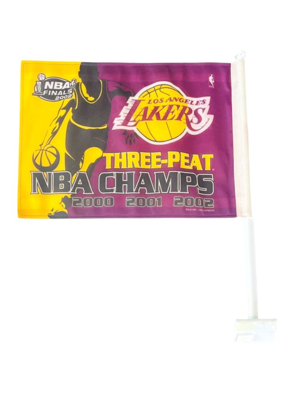 Los Angeles Lakers Window Flag - 2000 2001 2002 3 Peat - Kobe & Shaq - Picture 2 of 5